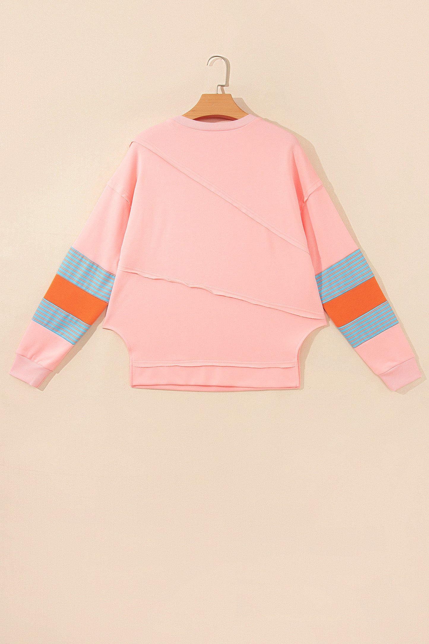 Striped Colorblock Patchwork Long Sleeve Blouse