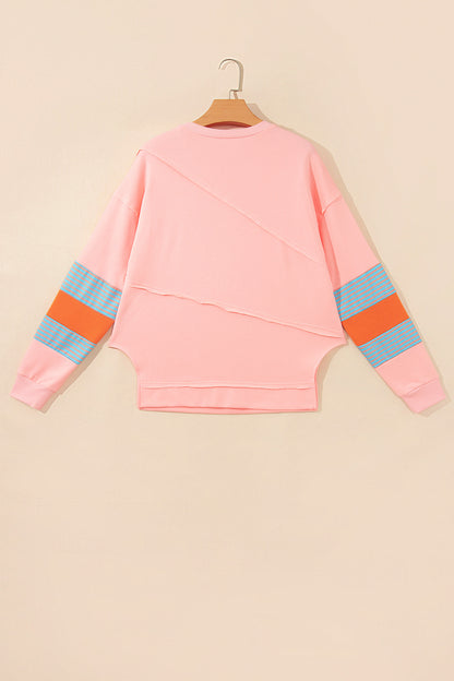 Striped Colorblock Patchwork Long Sleeve Blouse