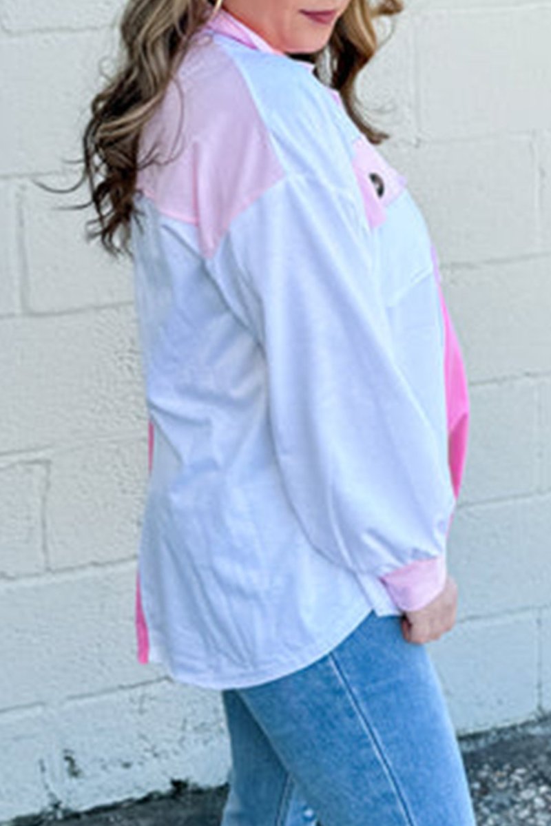 Colorblock Chest Pocket Sweatshirt Plus Size