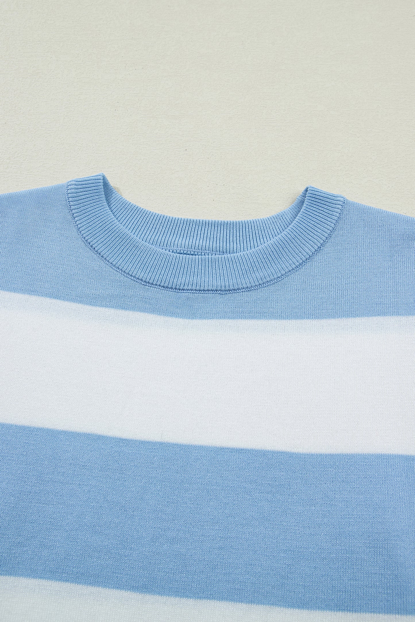 Stripe Colorblock Knitted Short Sleeve T-Shirt