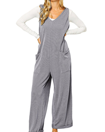 Corded Tie Straps V-Neck Jumpsuit