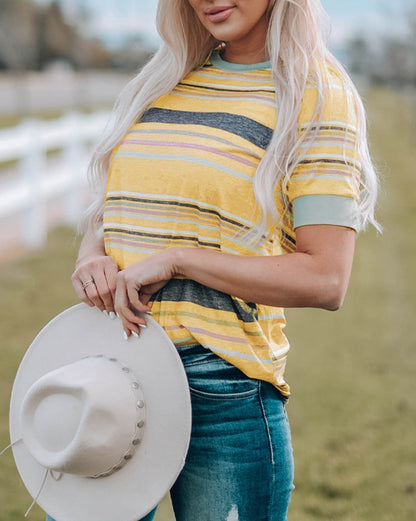 Stripe Short Sleeve Crewneck T-Shirt