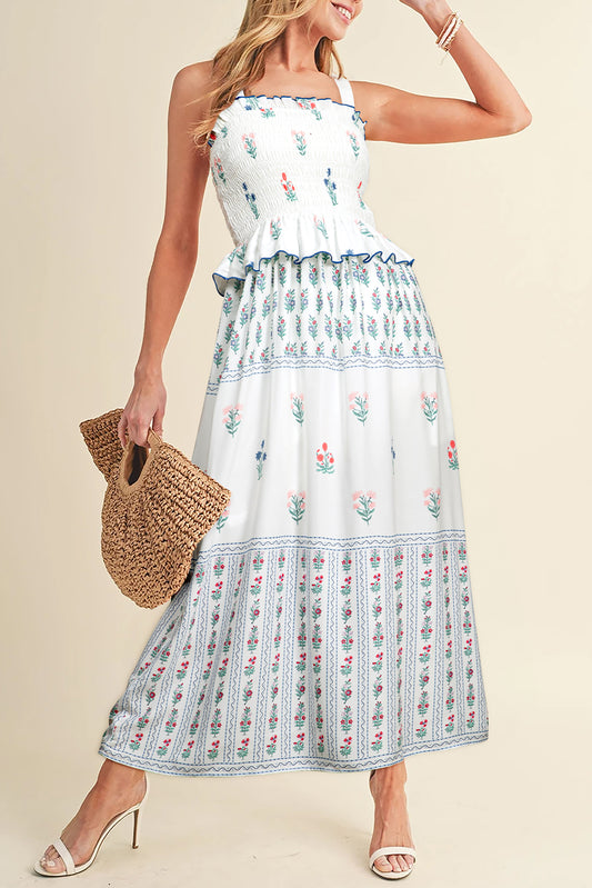 Floral Ruffle Sleeveless Maxi Dress