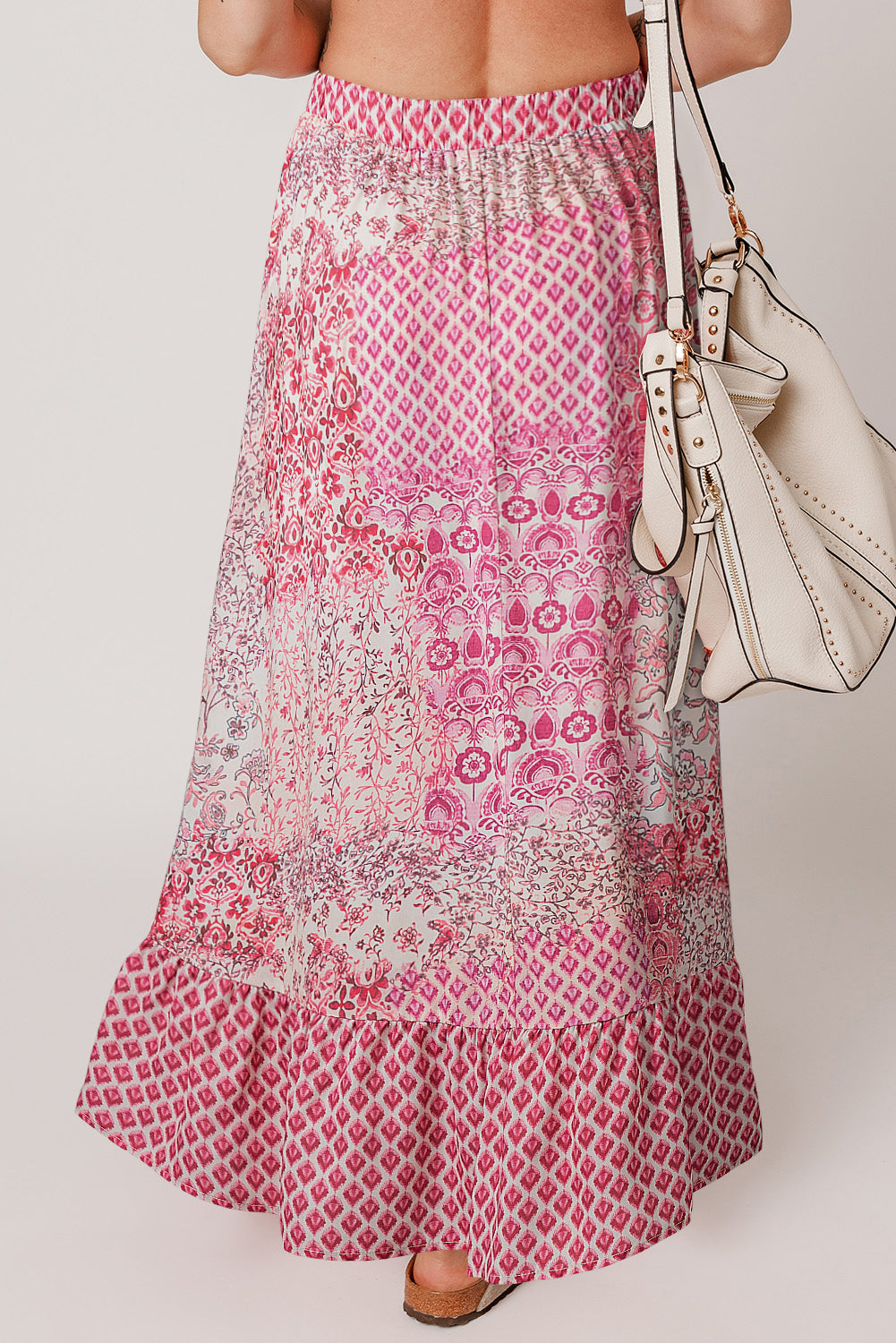 Boho Tassel Drawstring Elastic Waist Maxi Skirt