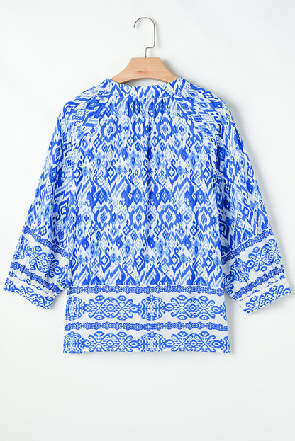 Boho Tied Neck 3/4 Sleeve Blouse