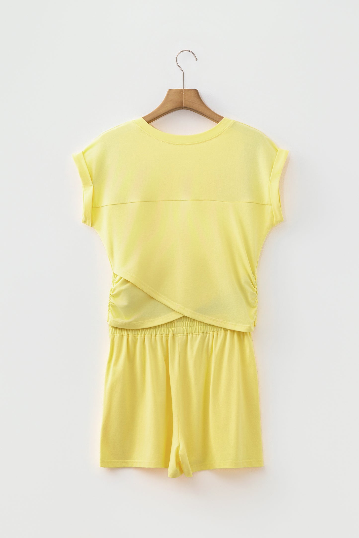Solid Crop Top & Elastic Waist Short Set