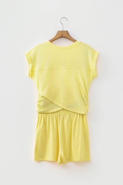 Solid Crop Top & Elastic Waist Short Set
