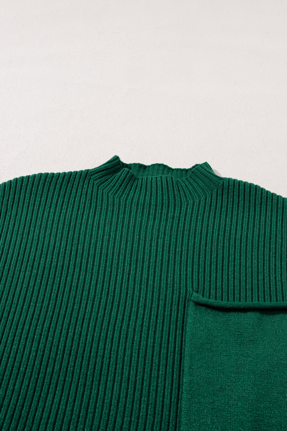Solid Ribbed Knit Patch Pocket Short Sleeve Top