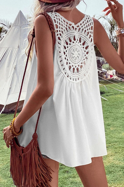 Crochet Lace Sleeveless Tunic Top