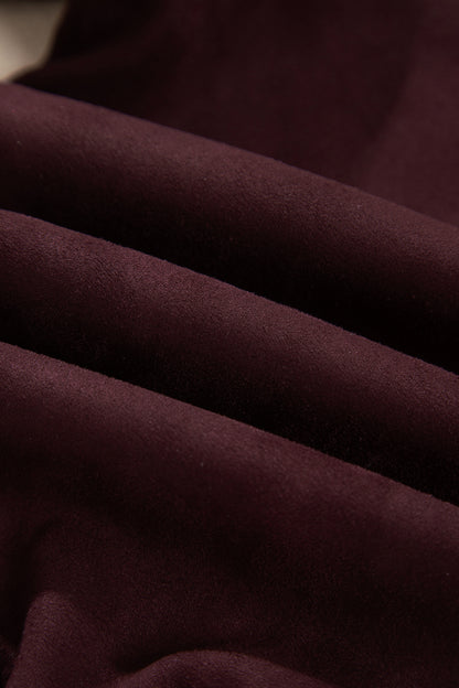 Solid Faux Suede Zip-Up Collared Jacket