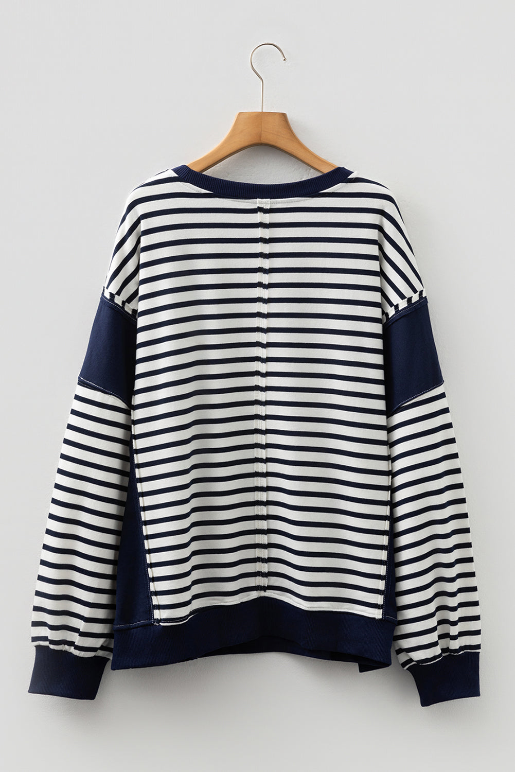 Plus Size Stripe Colorblock Patchwork Long Sleeve Sweatshirt