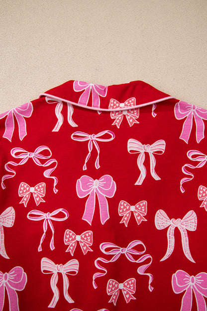 Bow Tie Shirt and Pants Pajama Set