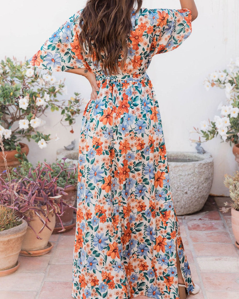 Floral Wrap Belted Maxi Dress