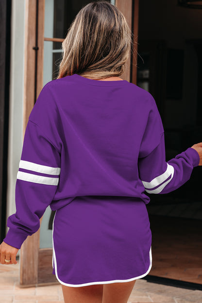 Varsity Stripe Pullover and Mini Skirt Set