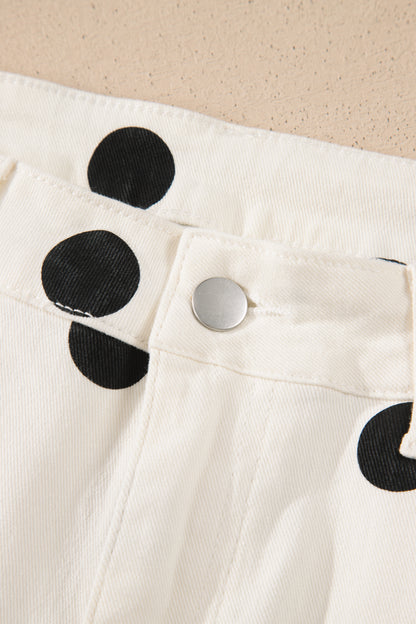 Polka Dot Wide Leg Ankle Length Jeans