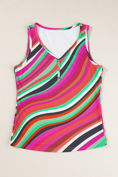 Wavy Stripe V-Neck Tank Top