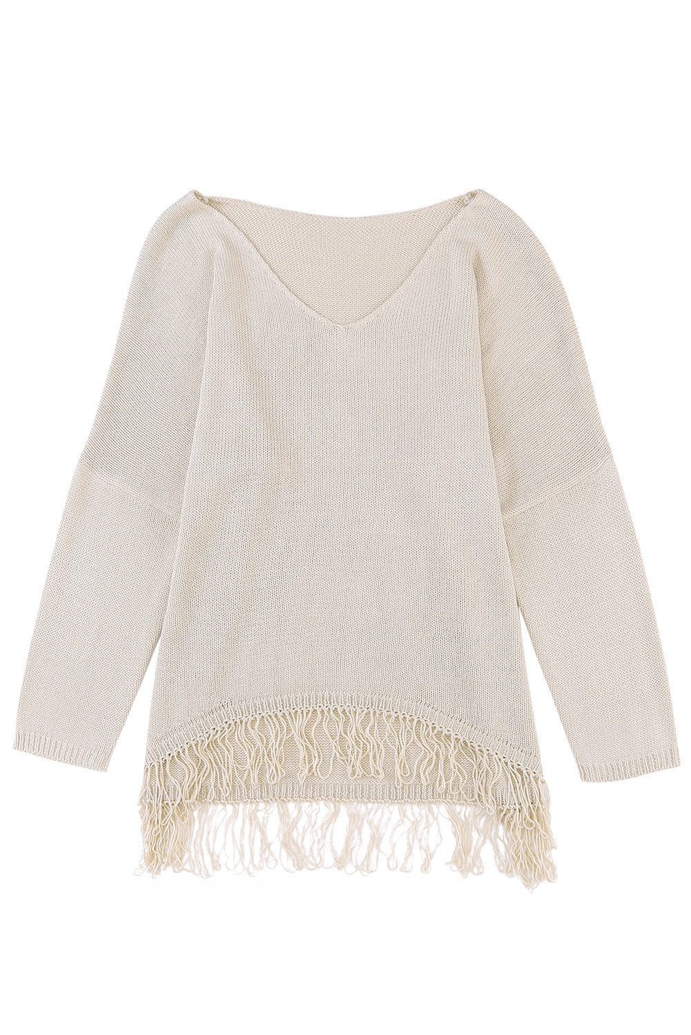 Fringe Long Sleeve V-Neck Sweater