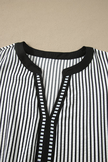 Plus Size Stripe Flutter Sleeve V-Neck Maxi Dress