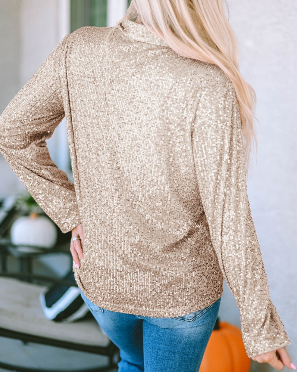 Sequin Collared Button Front Shirt