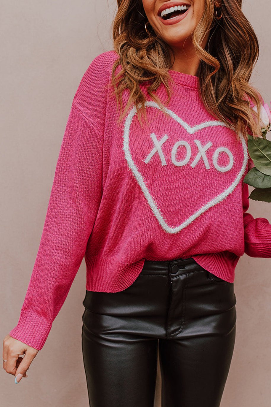 Heart XOXO Drop Shoulder Sweater