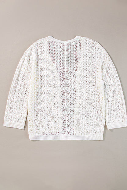 Hollowed Knit 3/4 Sleeve Cardigan