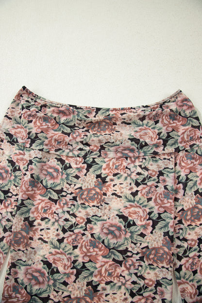 Floral Mesh Off Shoulder Long Sleeve Top