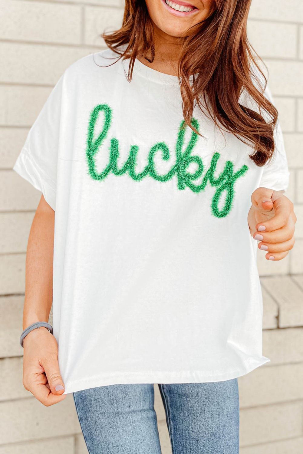 Lucky Tinsel Embroidered Tee