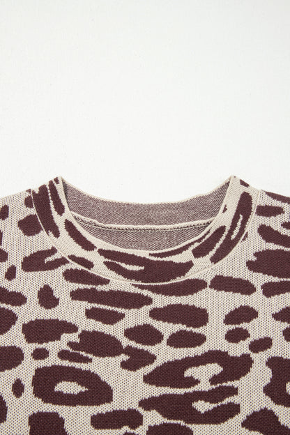 Leopard Short Sleeve Knit Loose Top