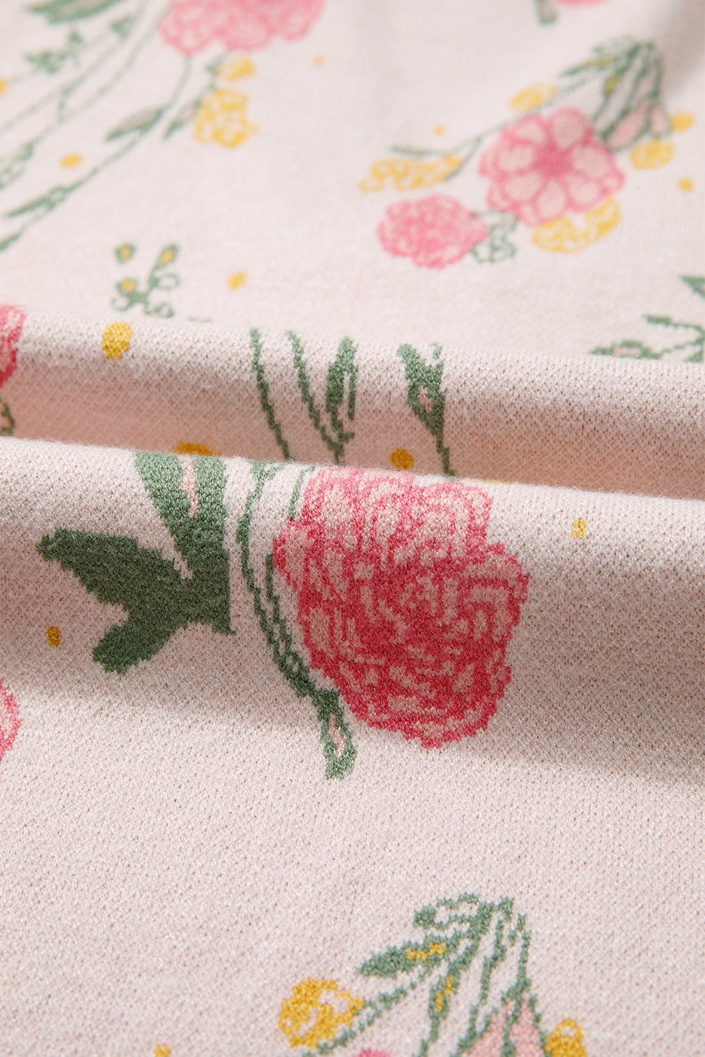 Floral Stripe Contrast V-Neck Sweater