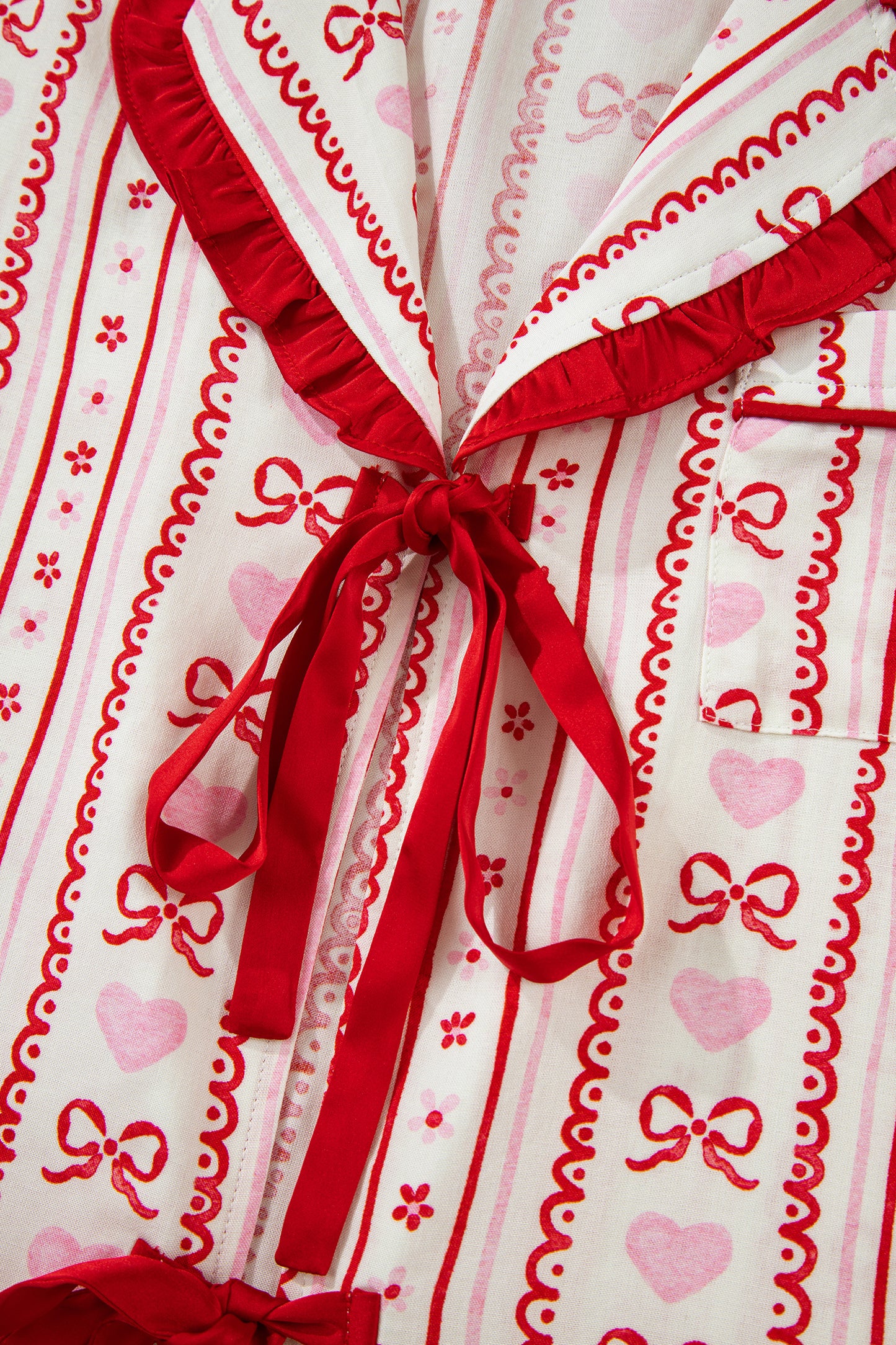 Valentine Heart Bow Shirt and Shorts Pajama Set