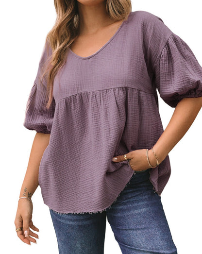 Gauze Short Bubble Sleeve Top