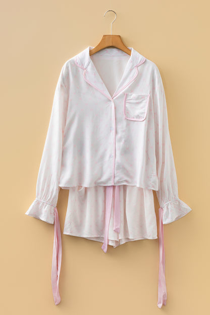 Bow Tie Lattice Top and Shorts Pajama Set