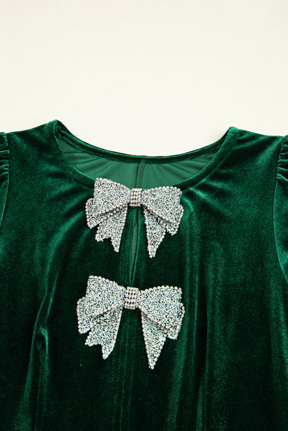 Bow Tie Velvet High Waist Mini Dress