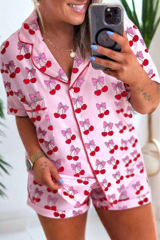 Valentine Cherry & Bow Top and Shorts Set