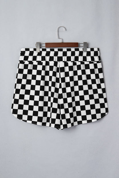 Plus Size Checker Athleisure Shorts
