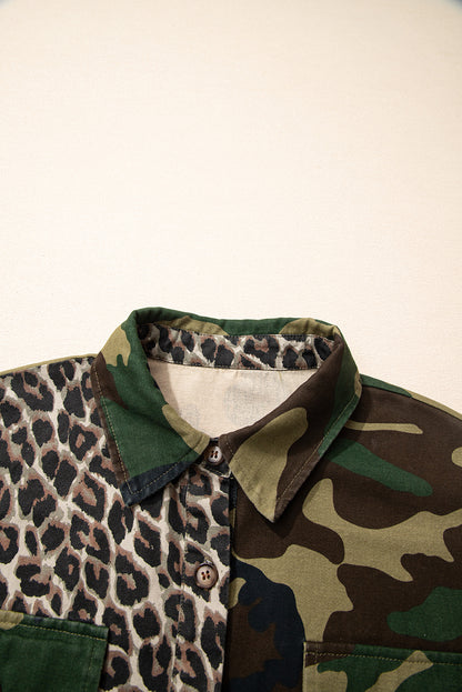 Leopard Camo Patchwork Oversized Shacket