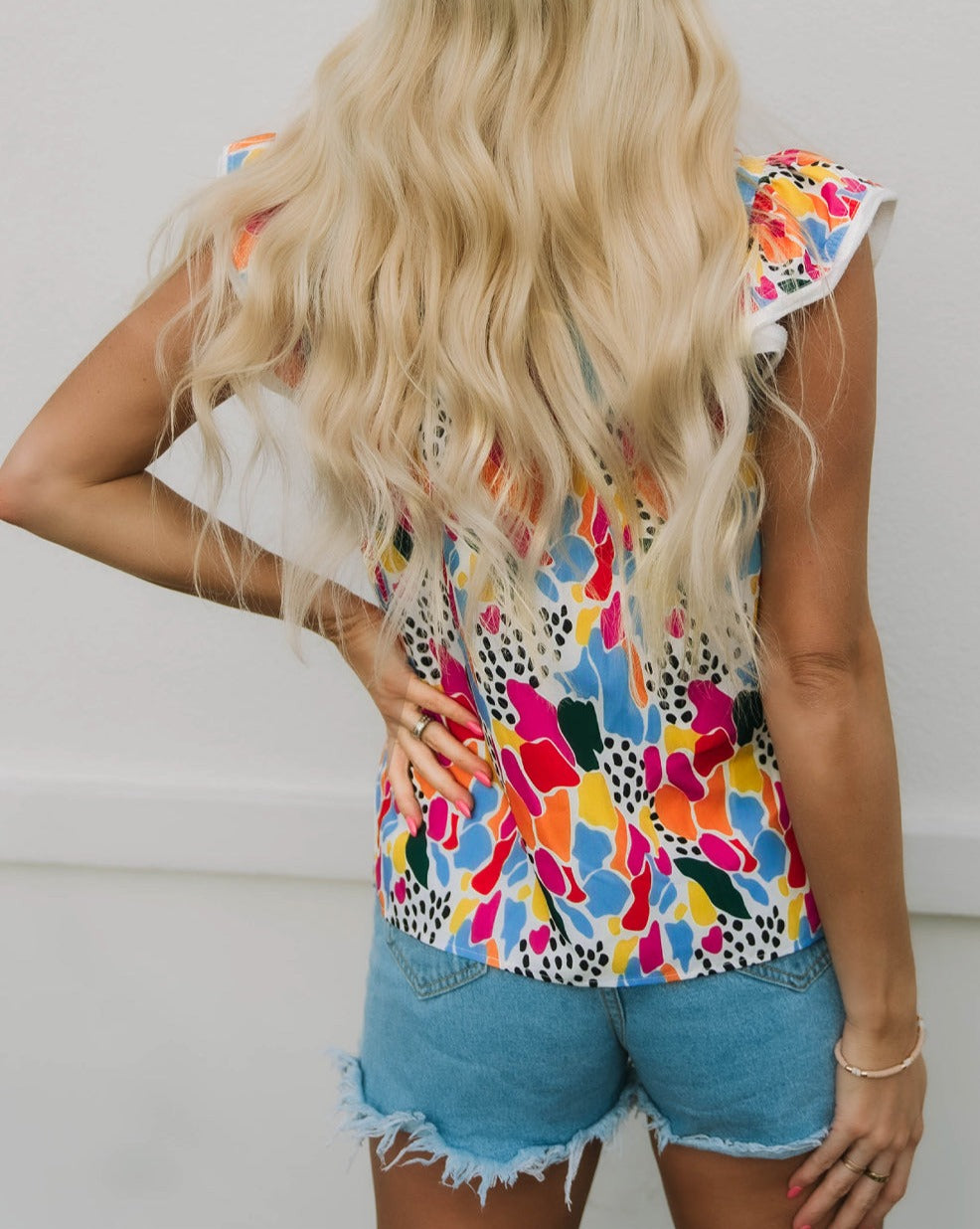 Abstract Flutter Sleeve Top