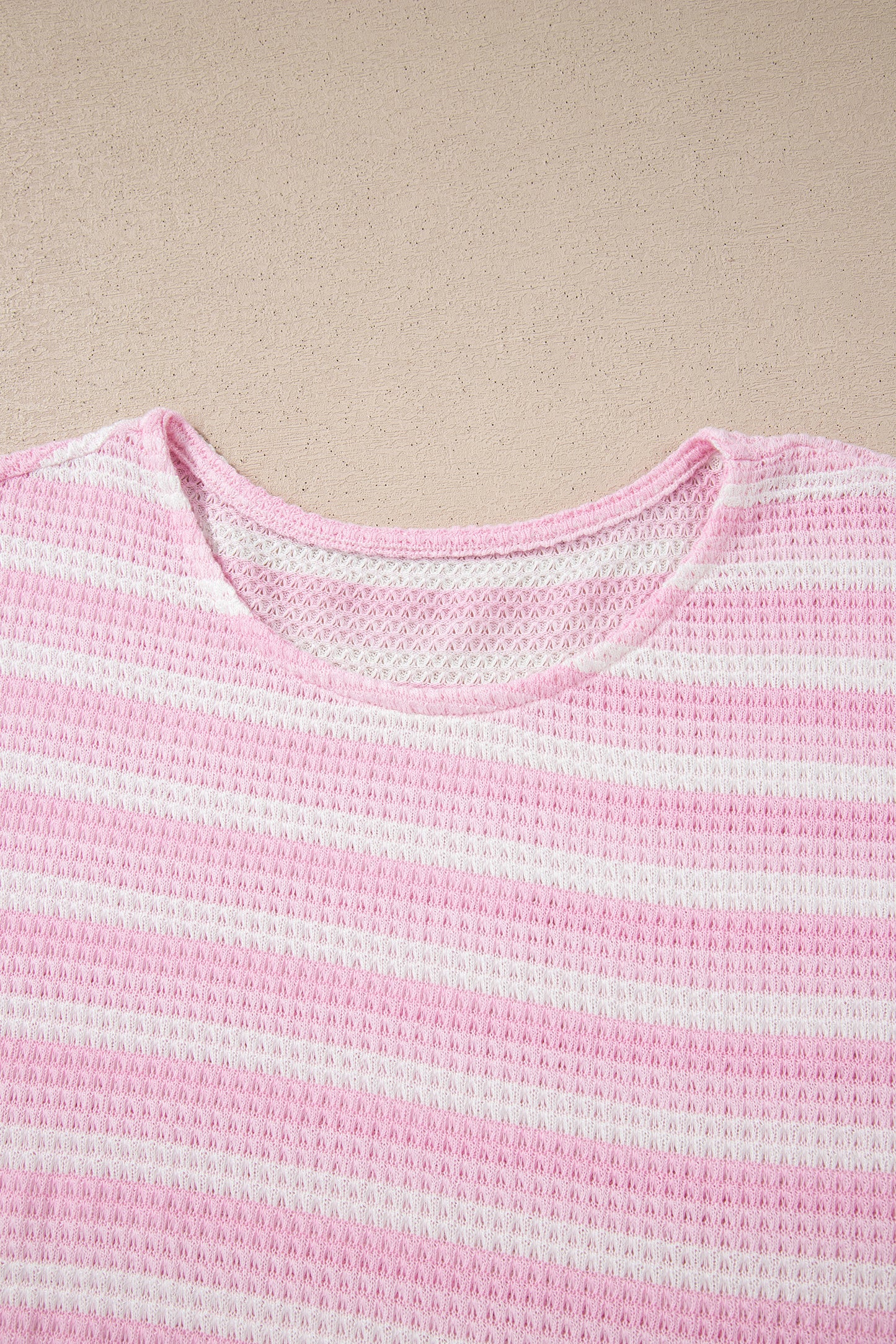 Stripe Waffle Knit Short Sleeve T-Shirt