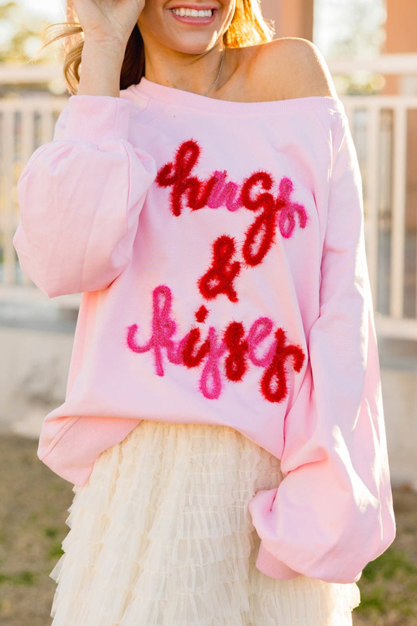 Hugs & Kisses Embroidered Sweatshirt