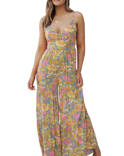 Floral Tiered Wide Leg Jumpsuit