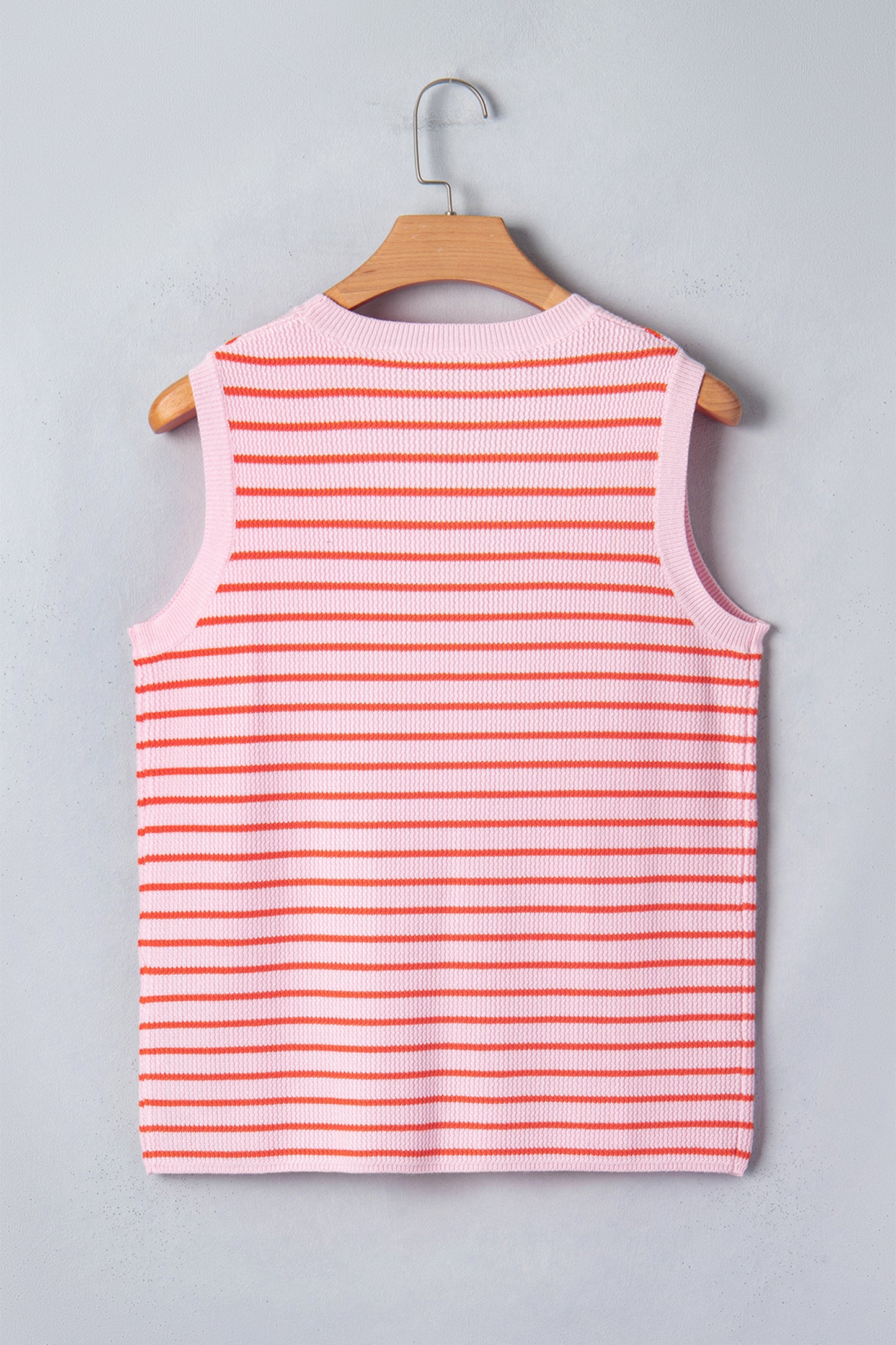 Stripe Textured Knit Sleeveless Sweater Top