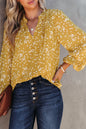 Dotted Split V-Neck Blouse