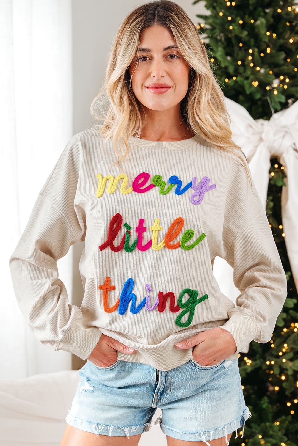 Merry Little Thing Textured Long Sleeve Sweatshirt