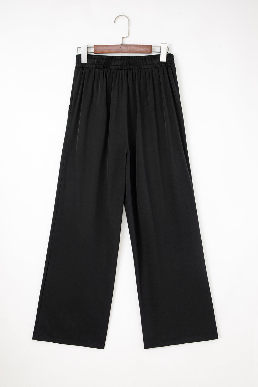 Solid Pleated Pull-On Straight Leg Pants