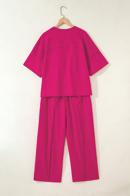 Solid Drop Shoulder Boxy Tee & Barrel Pants Set