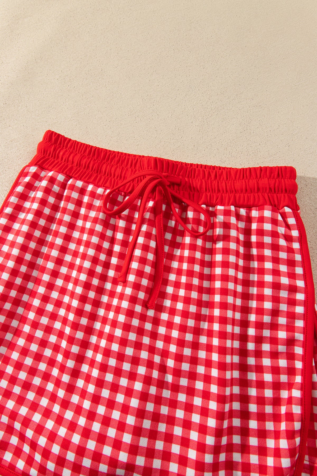 Gingham Contrast Trim Oversized Top & Skort Set
