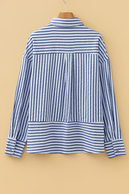Stripe Button Down Long Sleeve Loose Shirt