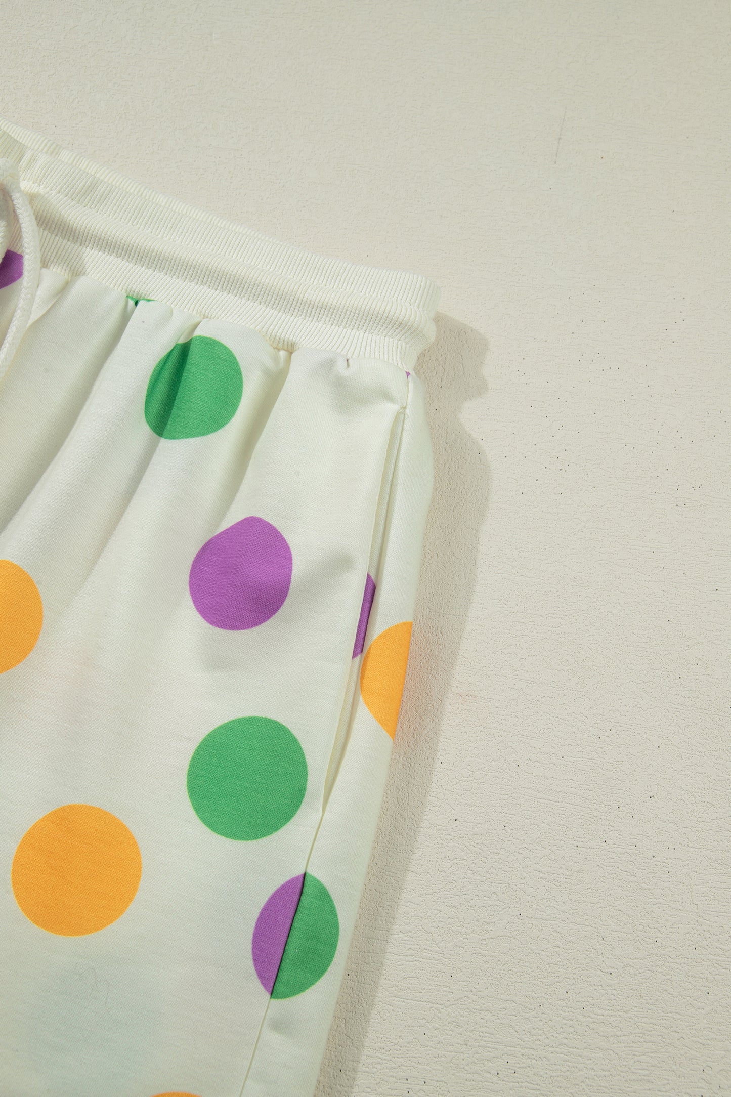 Polka Dot Pullover and Drawstring Shorts Set