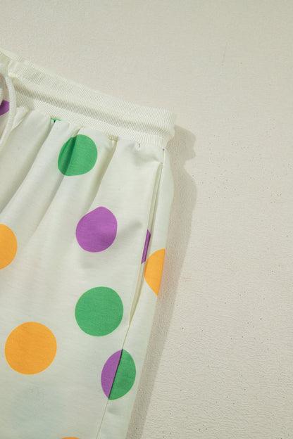 Polka Dot Pullover and Drawstring Shorts Set