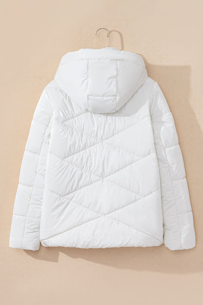 Solid Quilted Hooded Puffer Jacket